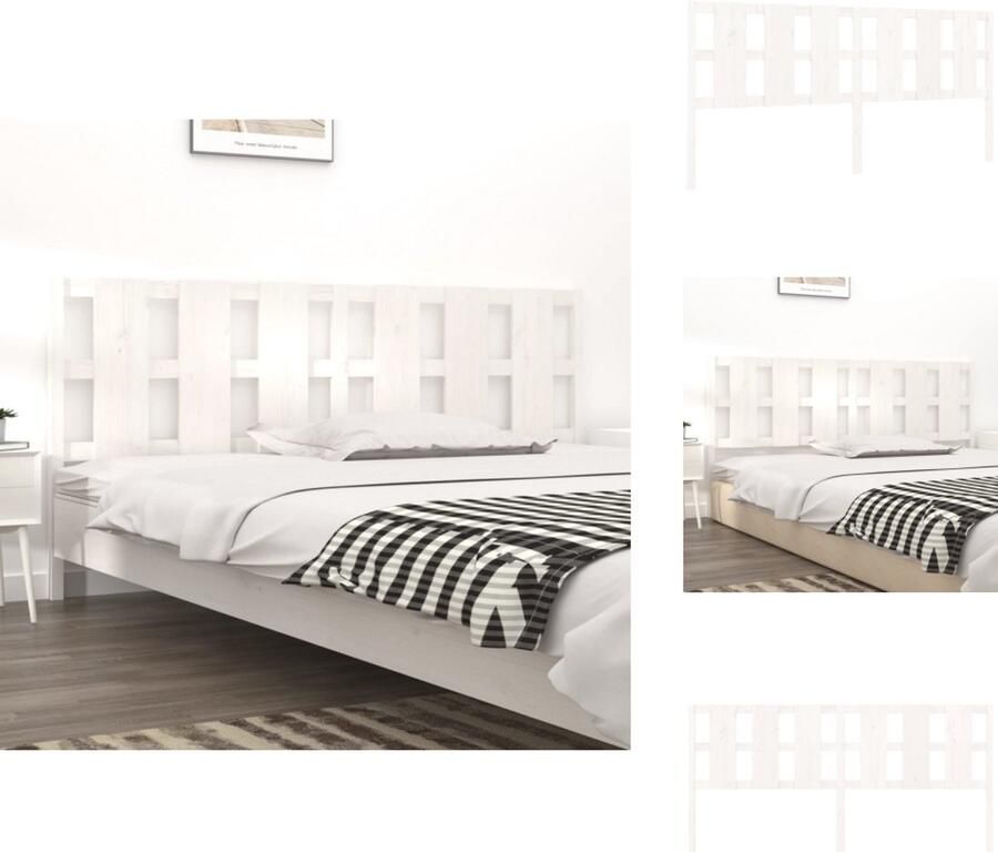 VidaXL Hoofdbord Hoofdborden Hoofdeinde Houten Hoofdbord 205 5x4x100 cm massief grenenhout wit - Foto 10