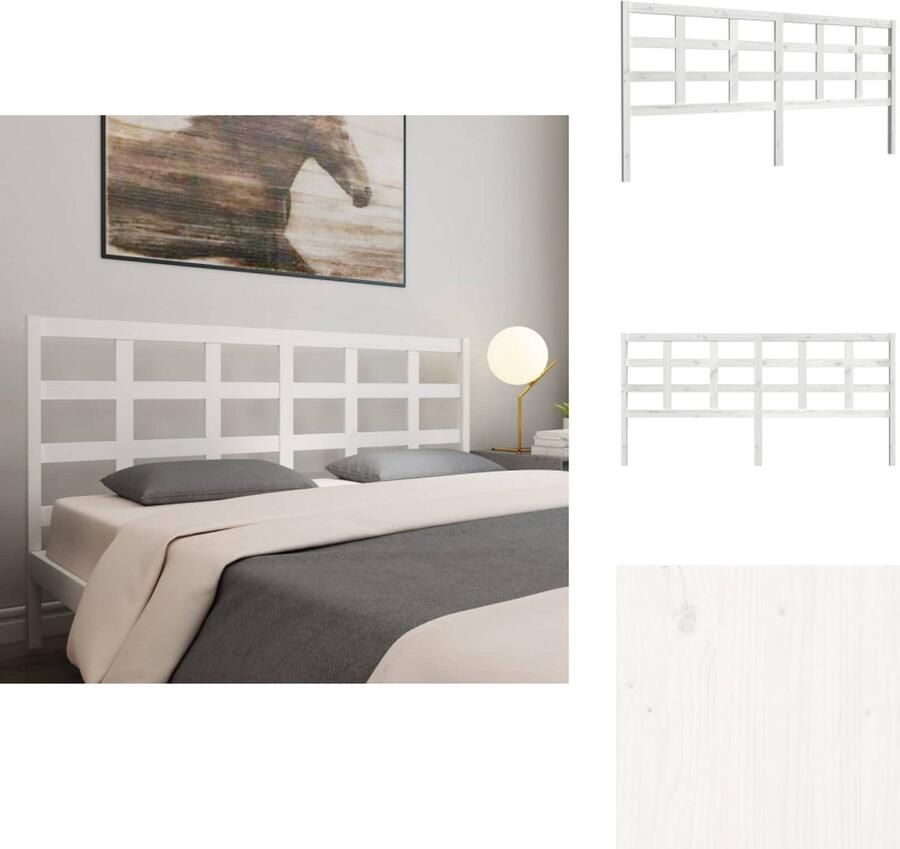 VidaXL Hoofdbord Hoofdborden Hoofdeinde Houten Hoofdbord 205 5x4x100 cm massief grenenhout wit - Foto 5
