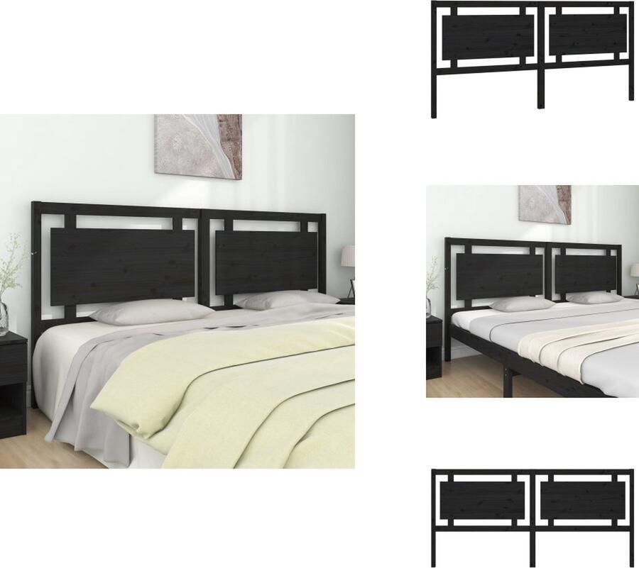 VidaXL Hoofdbord Hoofdborden Hoofdeinde Houten Hoofdbord 205-5x4x100 cm massief grenenhout zwart