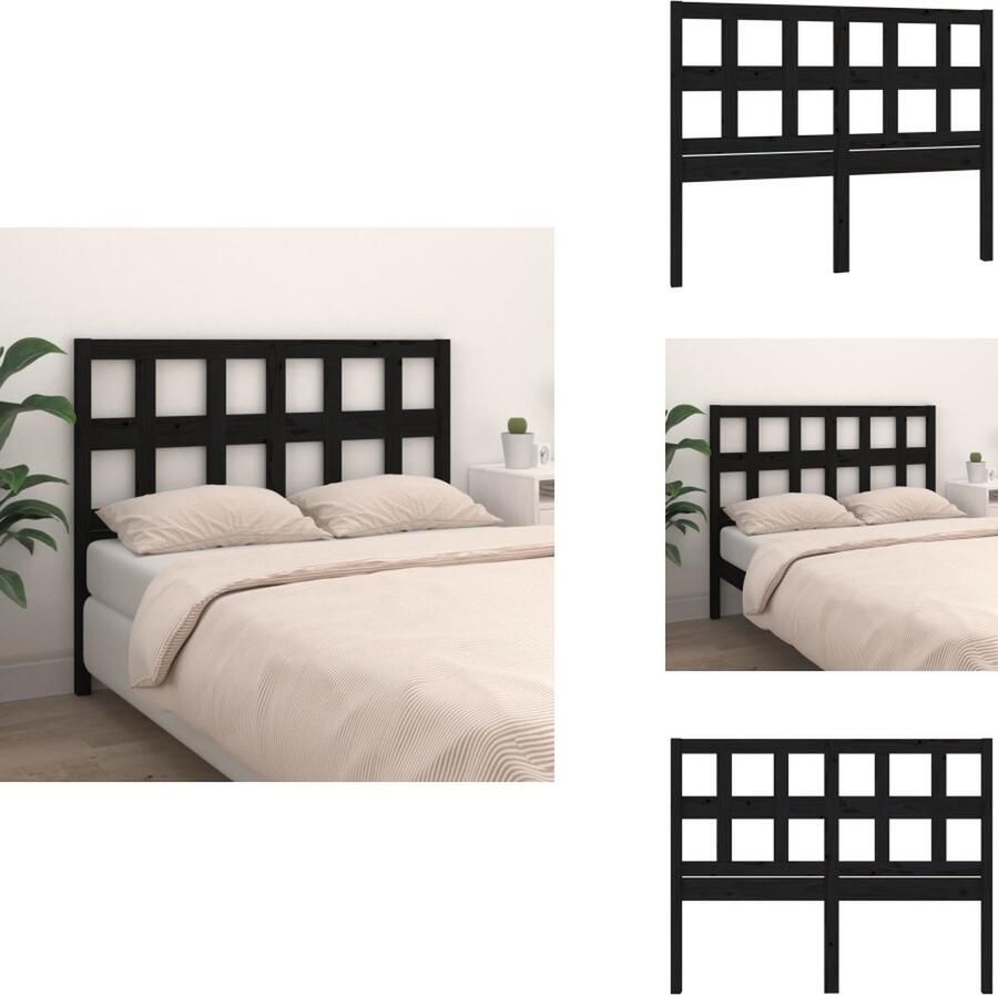 VidaXL Houten Hoofdeinde Rustieke Charme Hoofdbord met Comfortabele Ondersteuning Zwart 205.5 x 4 x 100 cm Bedonderdeel