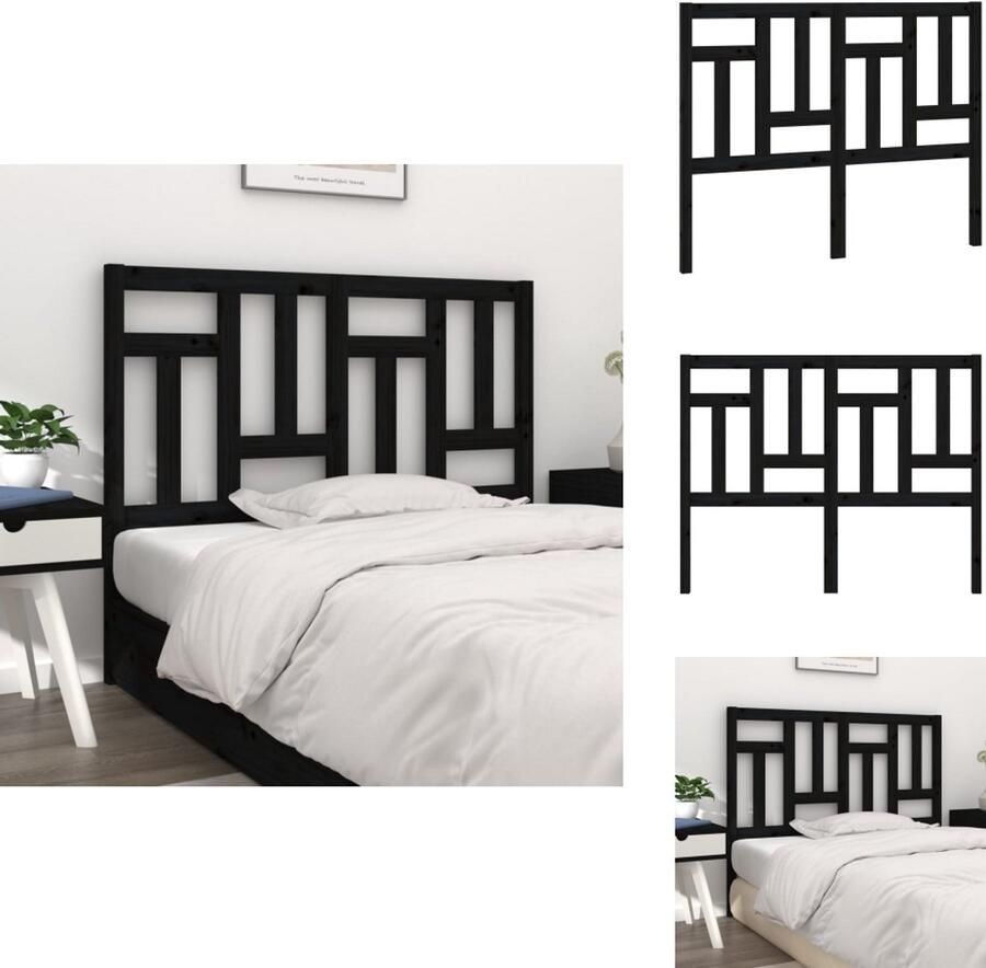 VidaXL Houten Hoofdeinde Rustieke Charme Hoofdbord met Comfortabele Ondersteuning Zwart 205.5 x 4 x 100 cm Bedonderdeel - Foto 4