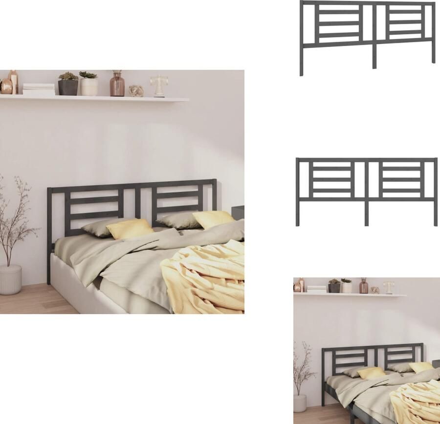 VidaXL Hoofdbord Hoofdborden Hoofdeinde Houten Hoofdbord 206x4x100 cm massief grenenhout grijs