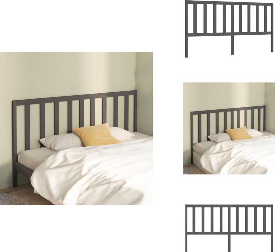 VidaXL Hoofdbord Grijs Grenenhout Klassiek Design 206 x 4 x 100 cm Montage vereist Bedonderdeel - Foto 2