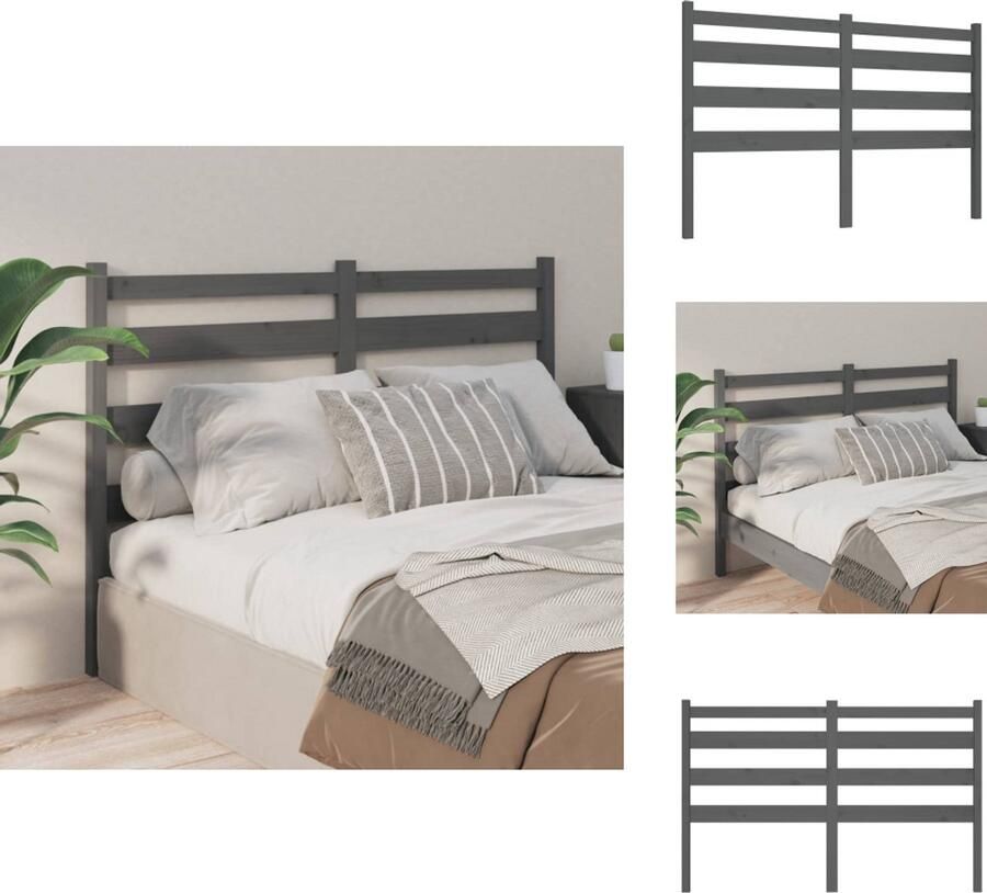 VidaXL Hoofdbord Grijs Grenenhout Klassiek Design 206 x 4 x 100 cm Montage vereist Bedonderdeel - Foto 3