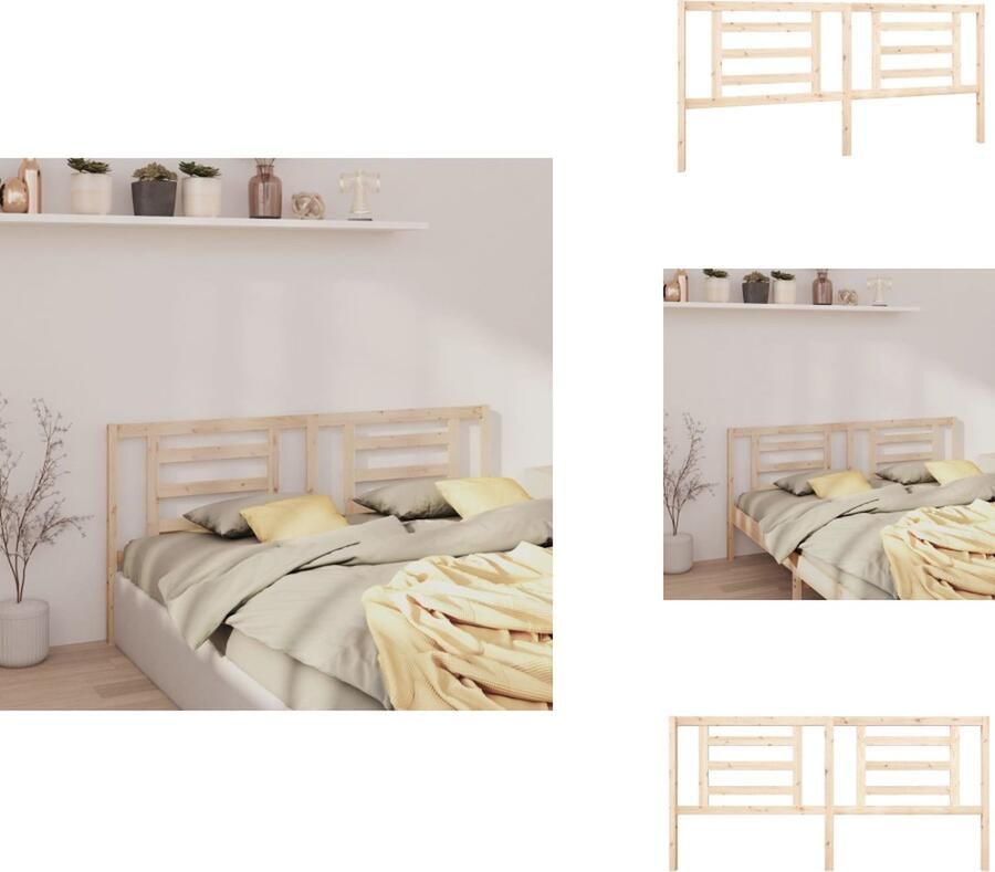 VidaXL Houten Hoofdeinde Klassieke Uitstraling Hoofdbord 206x4x100 cm Massief Grenenhout Bedonderdeel - Foto 3