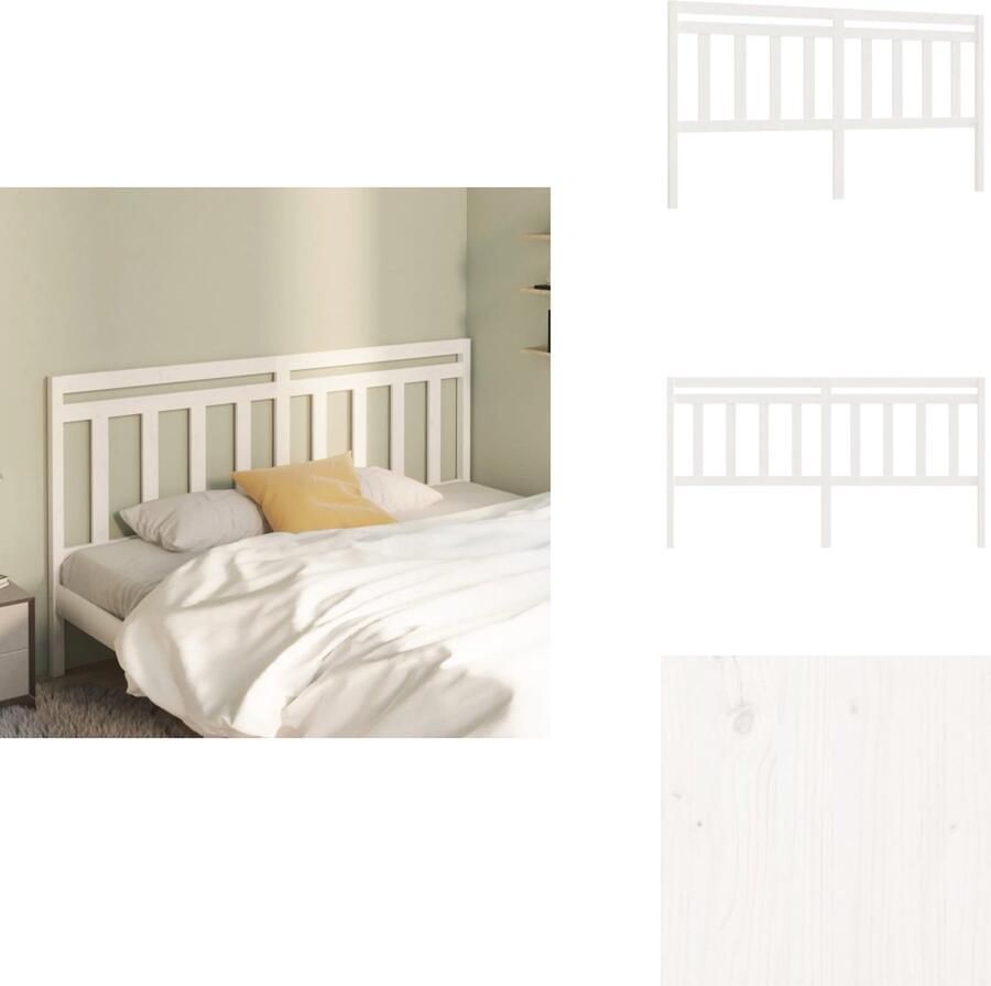 VidaXL Hoofdbord Hoofdborden Hoofdeinde Houten Hoofdbord 206x4x100 cm massief grenenhout wit