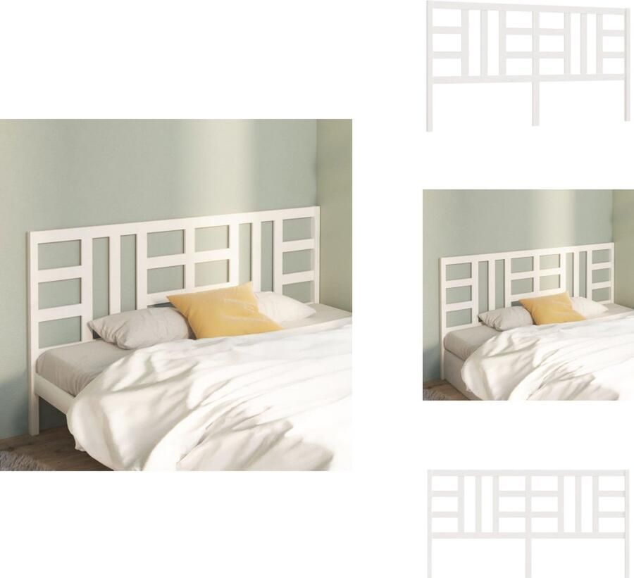 VidaXL Houten Hoofdeinde Trendy Hoofdbord 206 x 4 x 100 cm Wit Massief Grenenhout Bedonderdeel