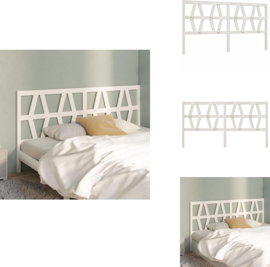 VidaXL Hoofdbord Hoofdborden Hoofdeinde Houten Hoofdbord 206x4x100 cm massief grenenhout wit - Foto 2