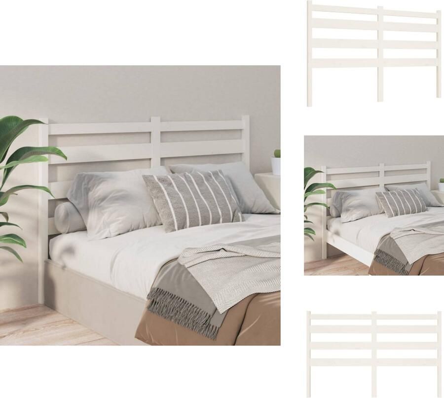 VidaXL Hoofdbord Hoofdborden Hoofdeinde Houten Hoofdbord 206x4x100 cm massief grenenhout wit - Foto 6