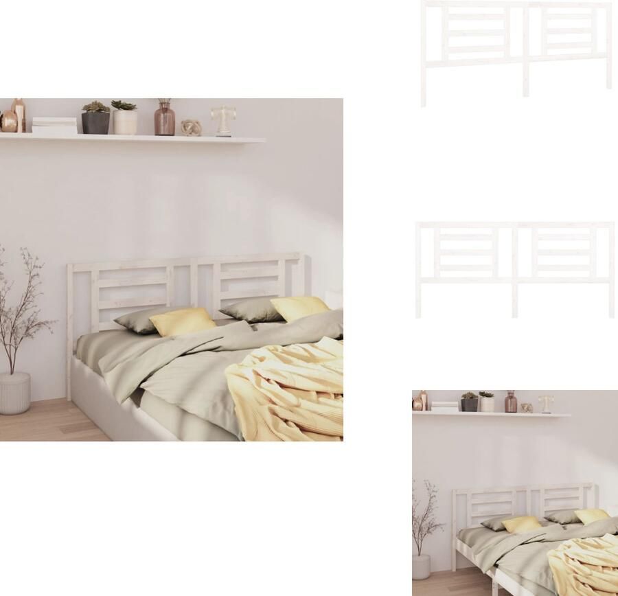 VidaXL Hoofdbord Hoofdborden Hoofdeinde Houten Hoofdbord 206x4x100 cm massief grenenhout wit - Foto 3