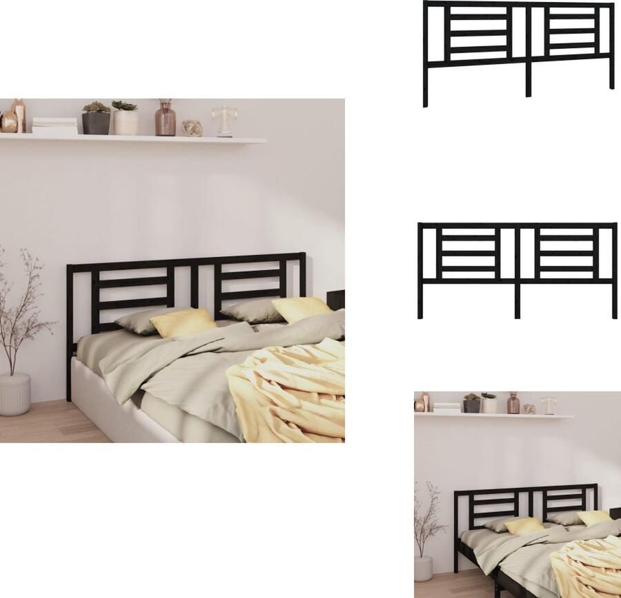 VidaXL Hoofdbord Hoofdborden Hoofdeinde Houten Hoofdbord 206x4x100 cm massief grenenhout zwart