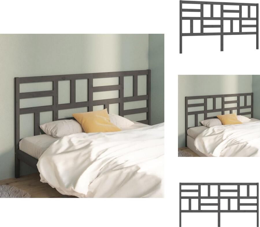 VidaXL Hoofdbord Hoofdborden Hoofdeinde Houten Hoofdbord 206x4x104 cm massief grenenhout grijs