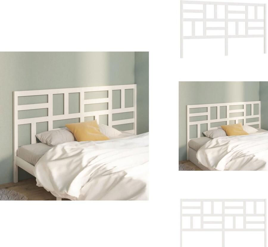 VidaXL Hoofdbord Hoofdborden Hoofdeinde Houten Hoofdbord 206x4x104 cm massief grenenhout wit - Foto 2