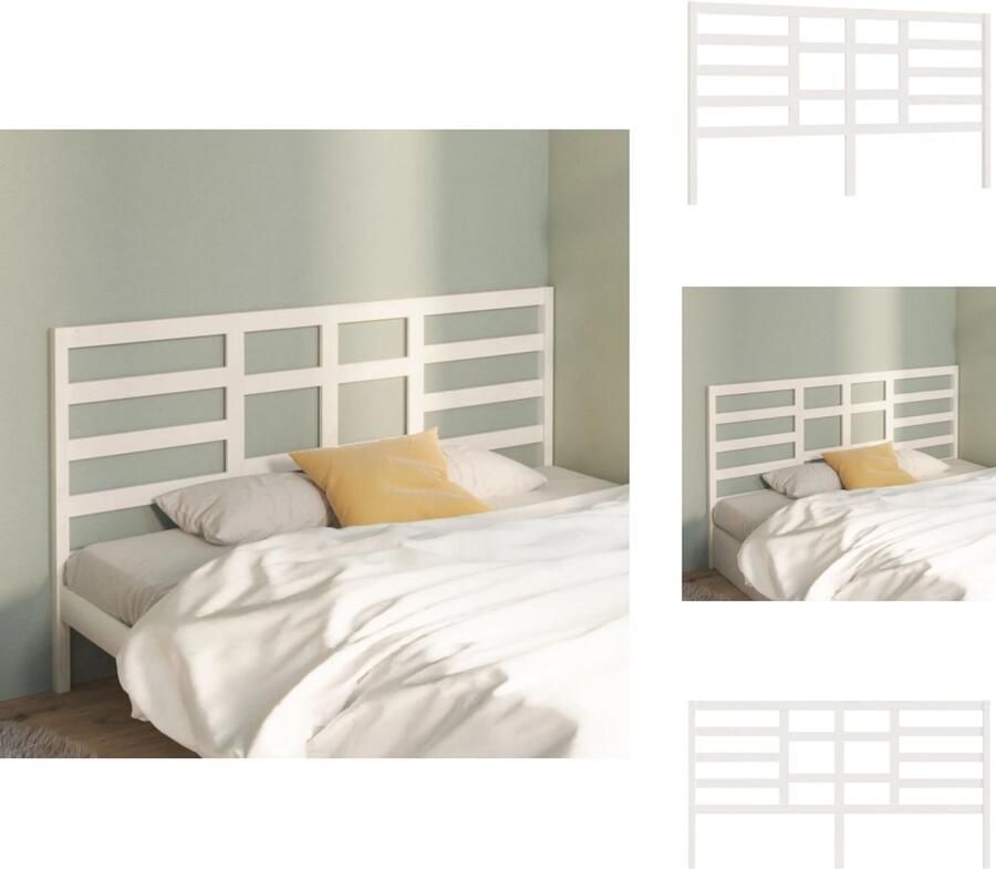 VidaXL Hoofdbord Hoofdborden Hoofdeinde Houten Hoofdbord 206x4x104 cm massief grenenhout wit
