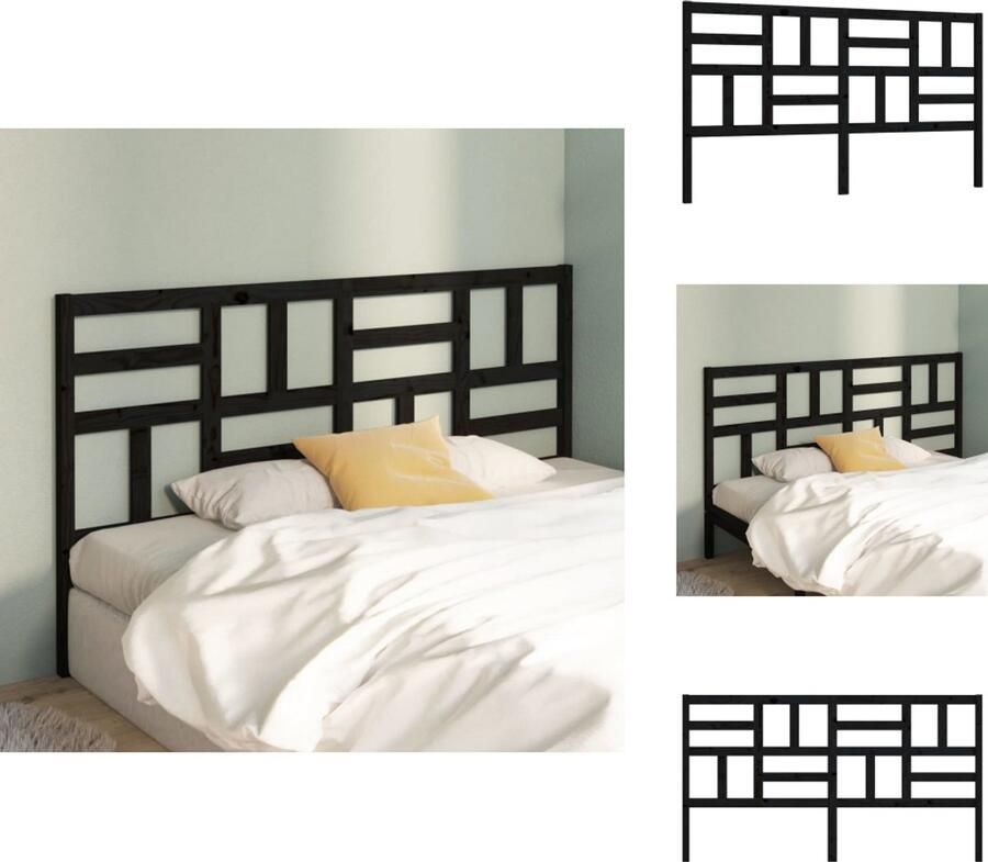 VidaXL Hoofdbord Hoofdborden Hoofdeinde Houten Hoofdbord 206x4x104 cm massief grenenhout zwart