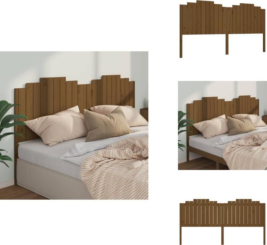 VidaXL Houten Hoofdeinde Trendy Hoofdbord Afmetingen- 206 x 4 x 110 cm Kleur- Honingbruin Bedonderdeel
