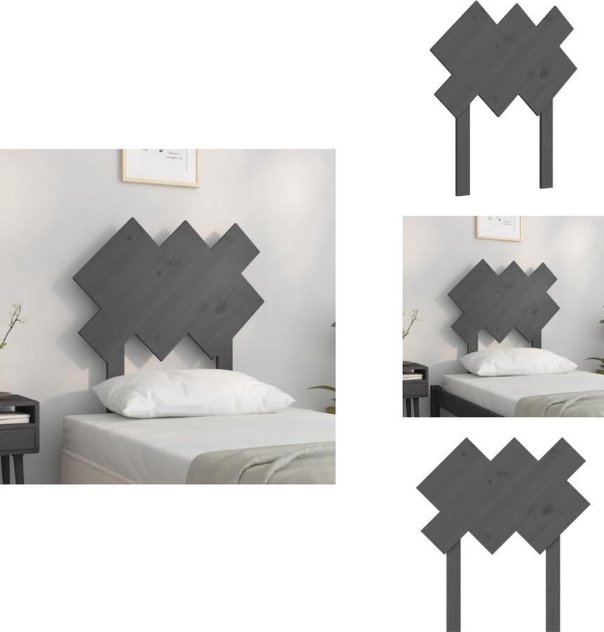 VidaXL Hoofdbord Hoofdborden Hoofdeinde Houten Hoofdbord 72 5x3x81 cm massief grenenhout grijs