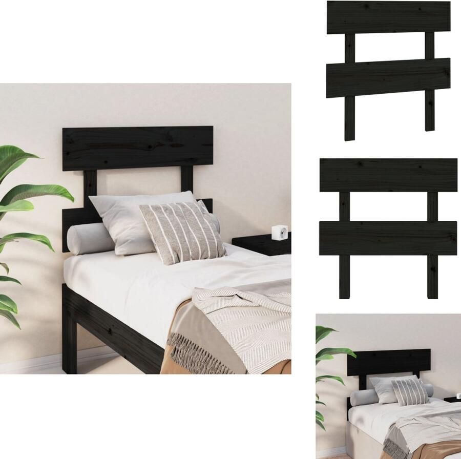 VidaXL Hoofdbord Hoofdborden Hoofdeinde Houten Hoofdbord 78 5x3x81 cm massief grenenhout zwart