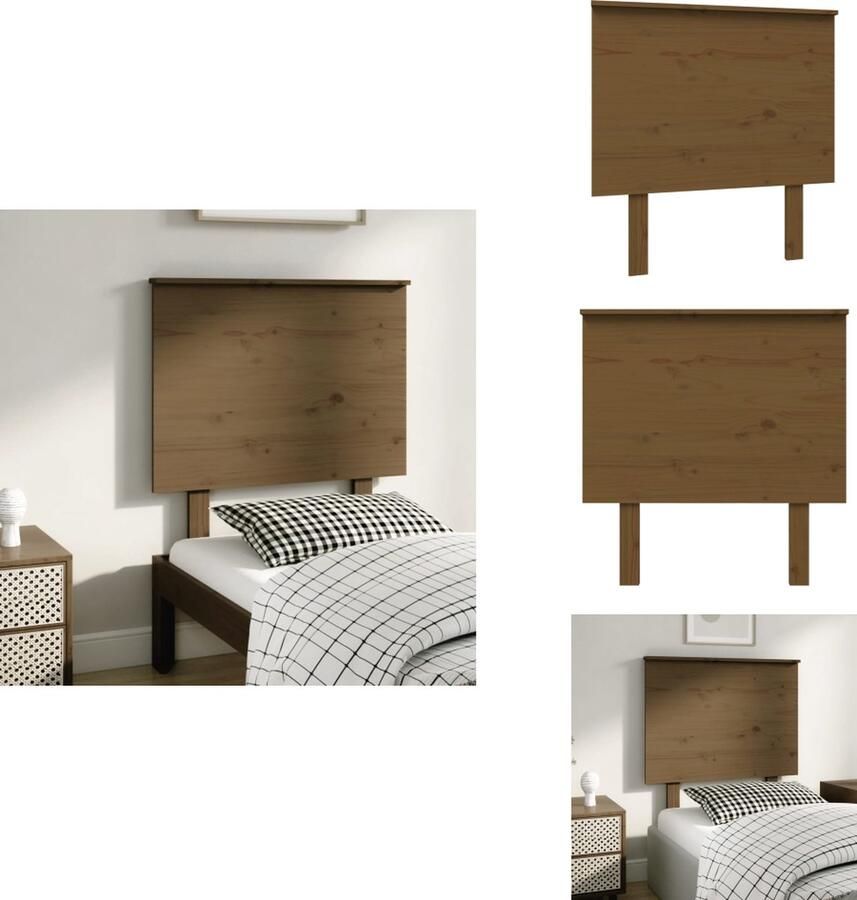 VidaXL Houten Hoofdeinde Klassiek Hoofdbord Afmeting- 79 x 6 x 82.5 cm Kleur- Honingbruin Bedonderdeel