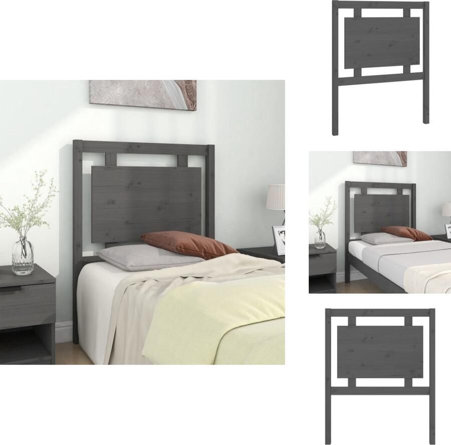 VidaXL Hoofdbord Hoofdborden Hoofdeinde Houten Hoofdbord 80 5x4x100 cm massief grenenhout grijs