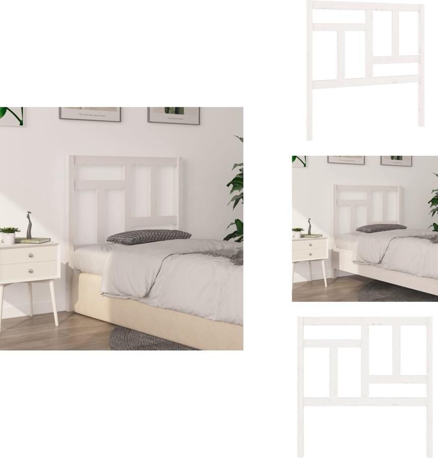 VidaXL Hoofdbord Hoofdborden Hoofdeinde Houten Hoofdbord 80 5x4x100 cm massief grenenhout wit