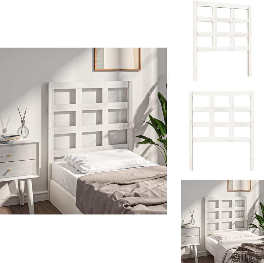 VidaXL Hoofdbord Hoofdborden Hoofdeinde Houten Hoofdbord 80-5x4x100 cm massief grenenhout wit