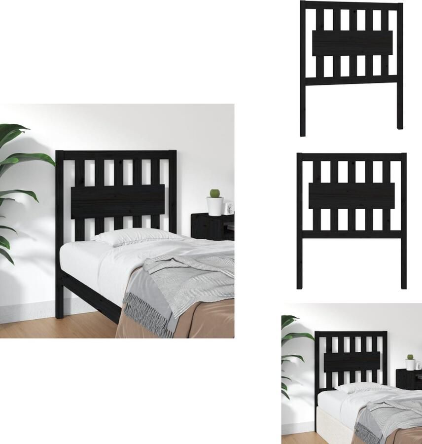 VidaXL Hoofdbord Hoofdborden Hoofdeinde Houten Hoofdbord 80 5x4x100 cm massief grenenhout zwart