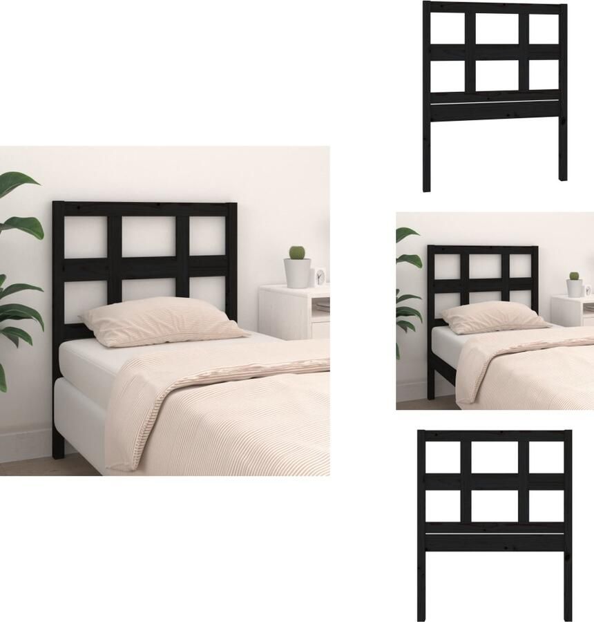 VidaXL Hoofdbord Hoofdborden Hoofdeinde Houten Hoofdbord 80-5x4x100 cm massief grenenhout zwart