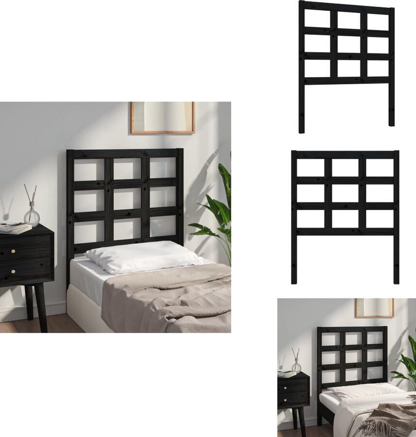 VidaXL Hoofdbord Hoofdborden Hoofdeinde Houten Hoofdbord 80-5x4x100 cm massief grenenhout zwart