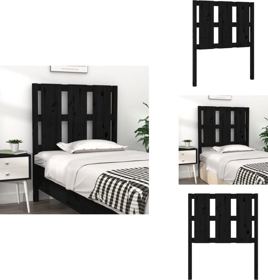VidaXL Hoofdbord Hoofdborden Hoofdeinde Houten Hoofdbord 80 5x4x100 cm massief grenenhout zwart