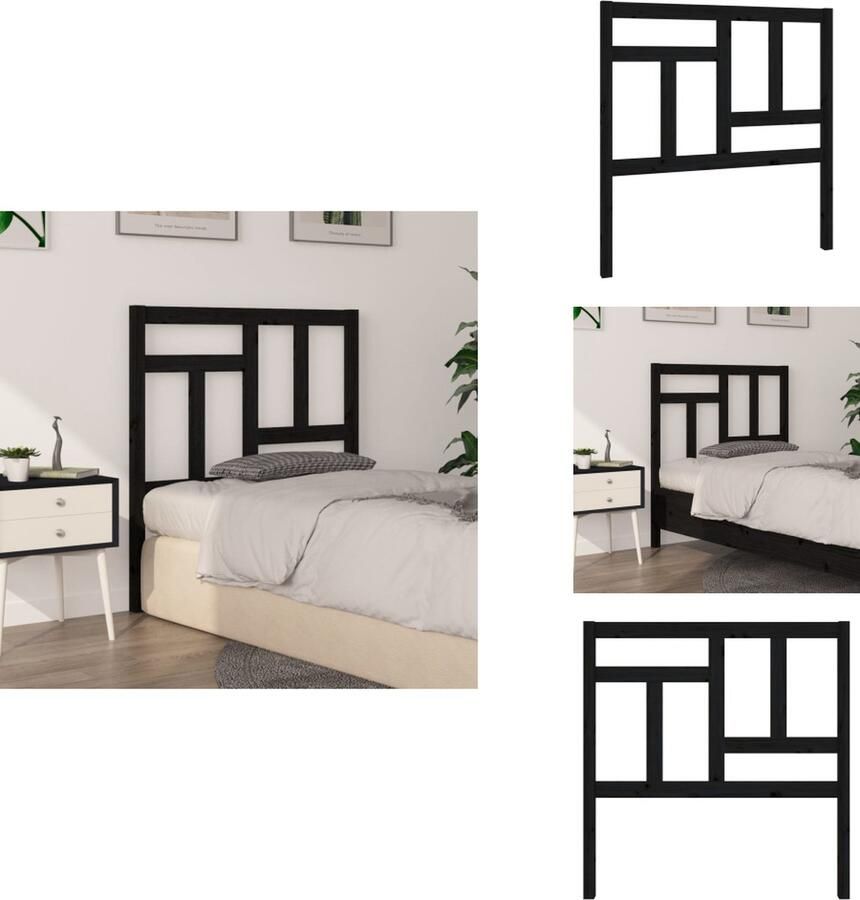 VidaXL Hoofdbord Hoofdborden Hoofdeinde Houten Hoofdbord 80 5x4x100 cm massief grenenhout zwart