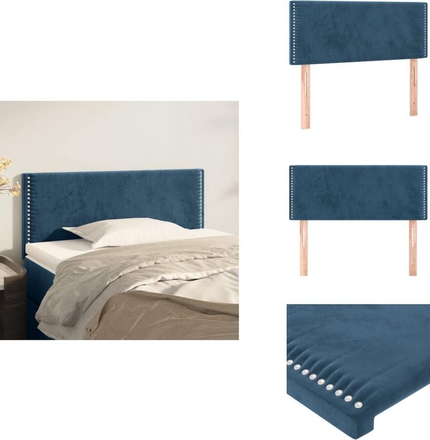 VidaXL Hoofdbord Hoofdborden Hoofdeinde Houten Hoofdbord 80x5x78 88 cm fluweel donkerblauw