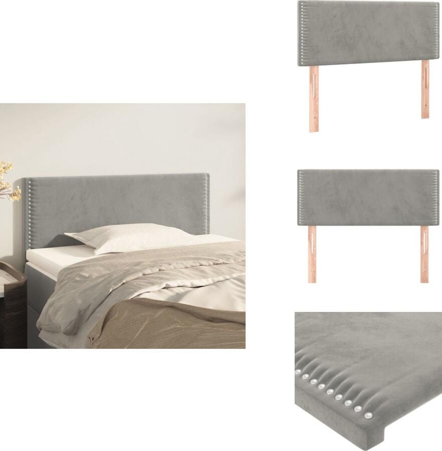 VidaXL Hoofdbord 80 x 33.5 x 78 cm Zacht fluweel Stevige poten Verstelbare hoogte Bedonderdeel