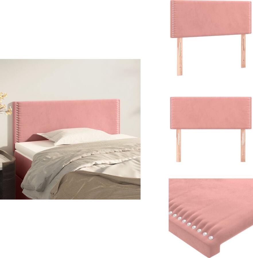 VidaXL Hoofdbord Klassiek fluwelen stof Stevige poten Verstelbare hoogte Comfortabele rugondersteuning Elegant ontwerp Kleur- roze Materiaal- 100% polyester hout Afmetingen- 80 x 33.5 x 78 cm Bedonderdeel