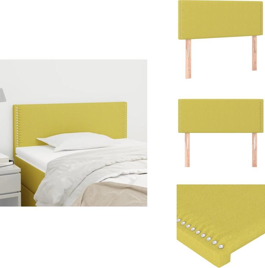 VidaXL Hoofdbord Klassiek Groen 80 x 33.5 x 78 cm Duurzaam stof houten poten verstelbare hoogte Bedonderdeel