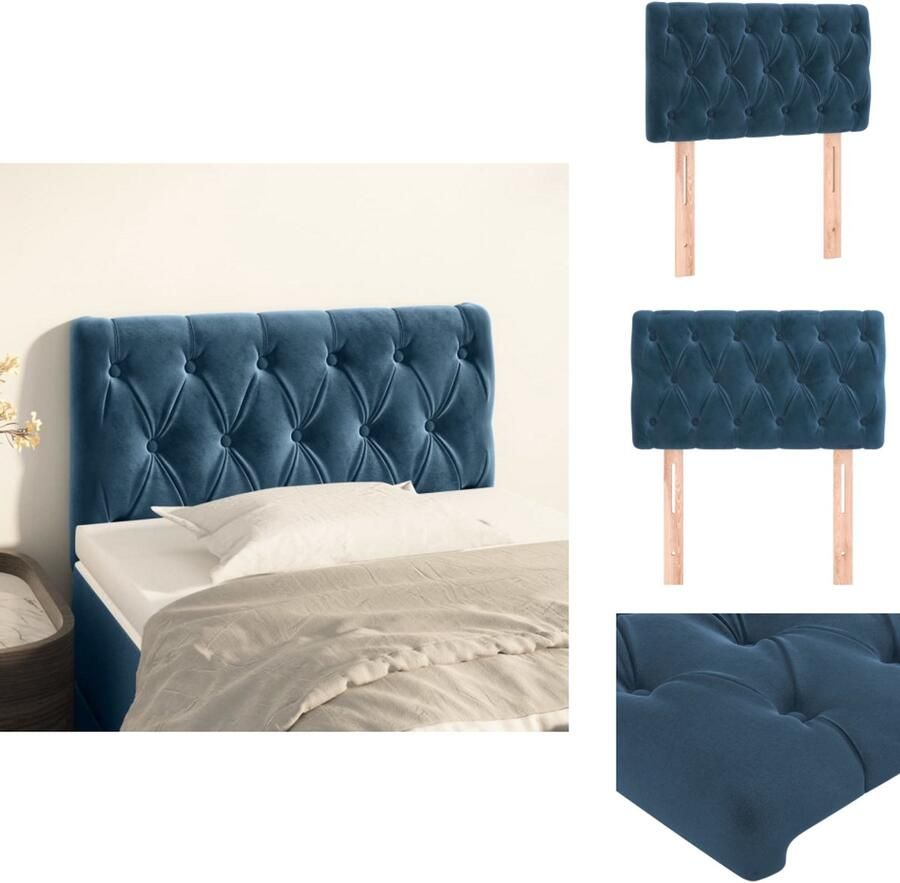VidaXL Hoofdbord Hoofdborden Hoofdeinde Houten Hoofdbord 80x7x78 88 cm fluweel donkerblauw