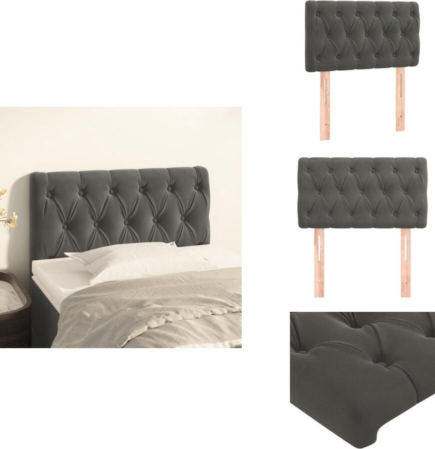 VidaXL Hoofdbord Hoofdborden Hoofdeinde Houten Hoofdbord 80x7x78 88 cm fluweel donkergrijs