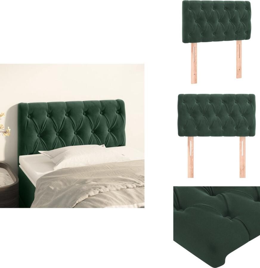 VidaXL Hoofdbord Classic Donkergroen 80x7x78 88 cm Fluweel Stevige poten Verstelbare hoogte Bedonderdeel