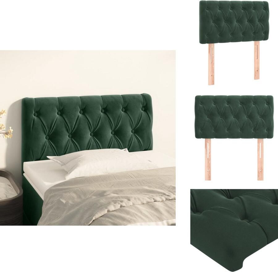 The Living Store Hoofdbord Classic Donkergroen 80x7x78 88 cm Fluweel Stevige poten Verstelbare hoogte Hoofd Bord Hoofdbord Classic Beddecoratie Velvet Hoofdbord Donkere Kleuren