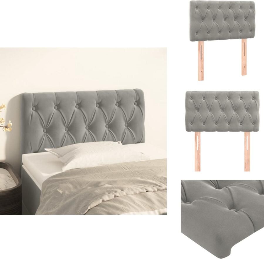 VidaXL Hoofdbord Hoofdborden Hoofdeinde Houten Hoofdbord 80x7x78 88 cm fluweel lichtgrijs