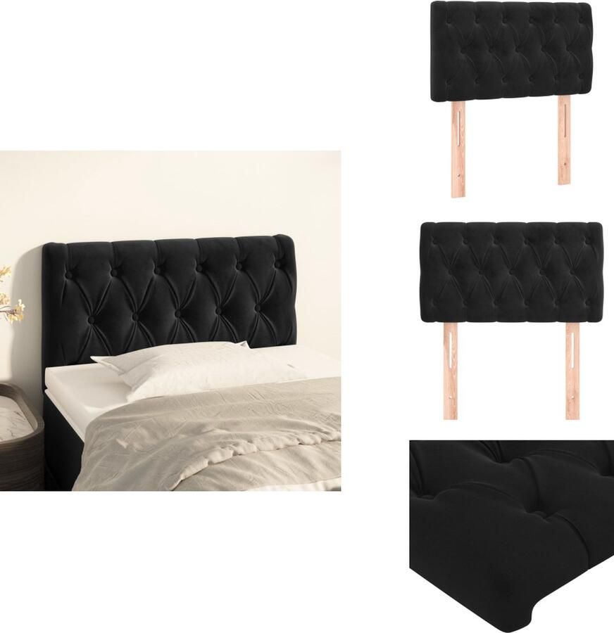 VidaXL Hoofdbord Hoofdborden Hoofdeinde Houten Hoofdbord 80x7x78 88 cm fluweel zwart