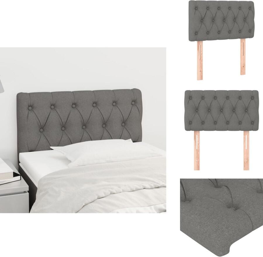 VidaXL Hoofdbord Hoofdborden Hoofdeinde Houten Hoofdbord 80x7x78 88 cm stof donkergrijs