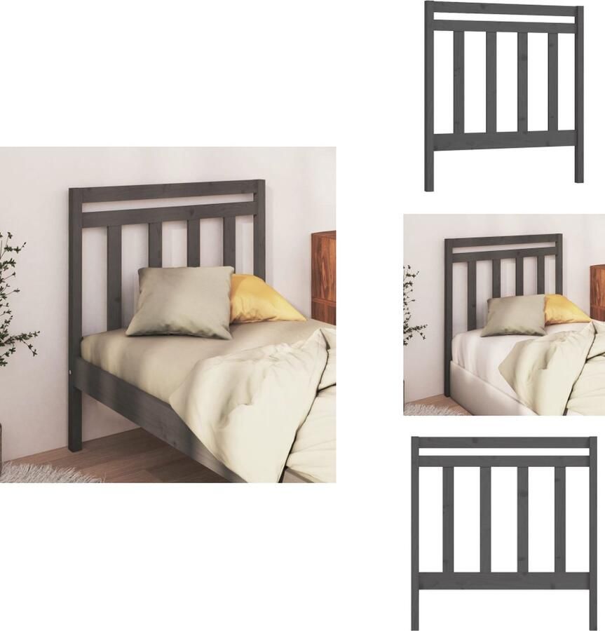 VidaXL Hoofdbord Hoofdborden Hoofdeinde Houten Hoofdbord 81x4x100 cm massief grenenhout grijs