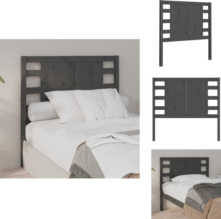 VidaXL Hoofdbord Hoofdborden Hoofdeinde Houten Hoofdbord 81x4x100 cm massief grenenhout grijs
