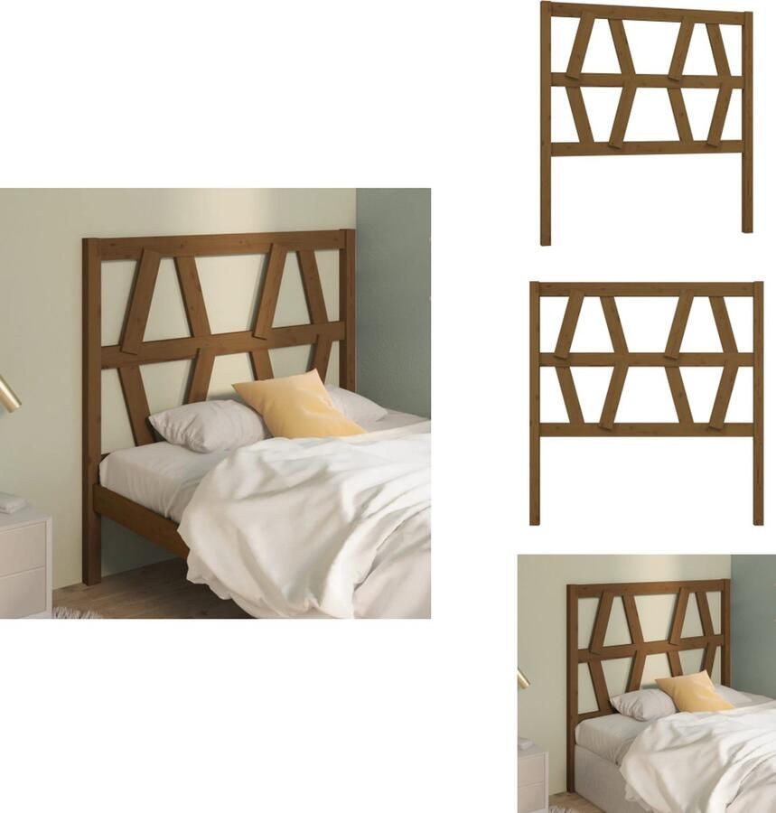 VidaXL Hoofdbord Hoofdborden Hoofdeinde Houten Hoofdbord 81x4x100 cm massief grenenhout honingbruin - Foto 5