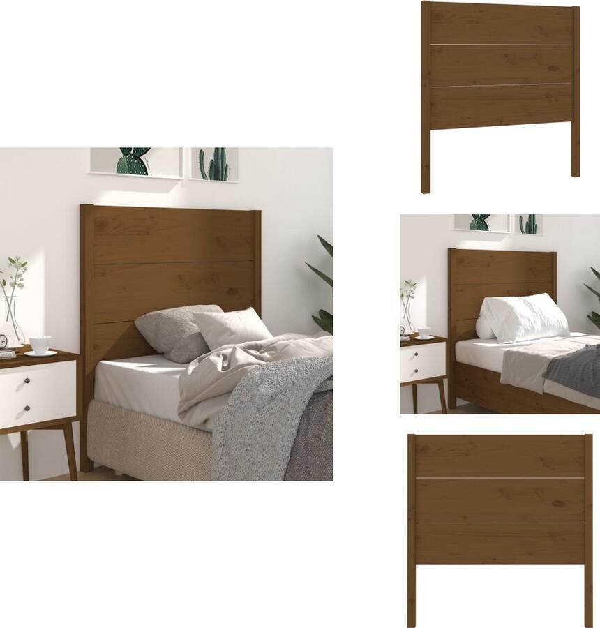VidaXL Hoofdbord Hoofdborden Hoofdeinde Houten Hoofdbord 81x4x100 cm massief grenenhout honingbruin - Foto 4