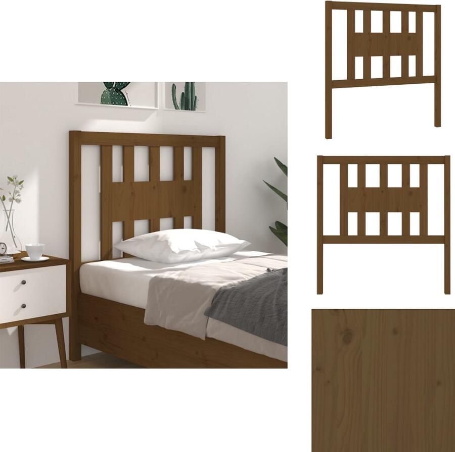 VidaXL Hoofdbord Hoofdborden Hoofdeinde Houten Hoofdbord 81x4x100 cm massief grenenhout honingbruin - Foto 2