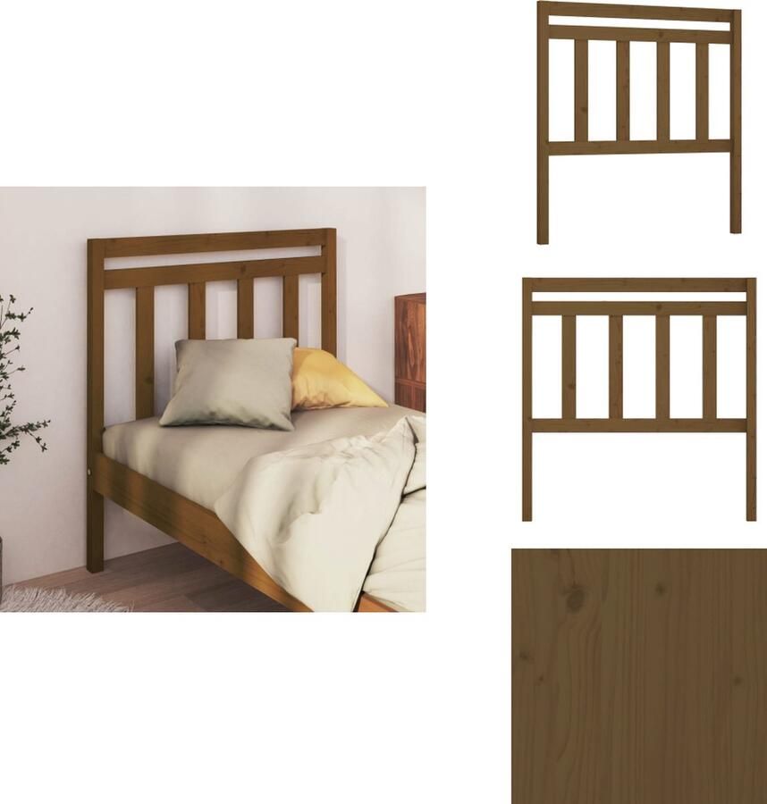 VidaXL Hoofdbord Hoofdborden Hoofdeinde Houten Hoofdbord 81x4x100 cm massief grenenhout honingbruin - Foto 3