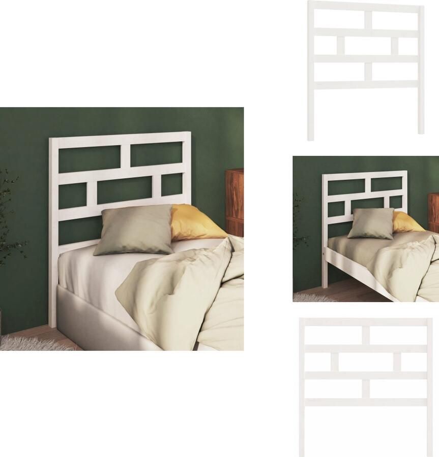 VidaXL Hoofdbord Hoofdborden Hoofdeinde Houten Hoofdbord 81x4x100 cm massief grenenhout wit - Foto 2