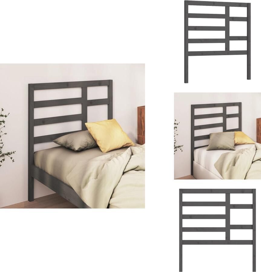 VidaXL Hoofdbord Hoofdborden Hoofdeinde Houten Hoofdbord 81x4x104 cm massief grenenhout grijs